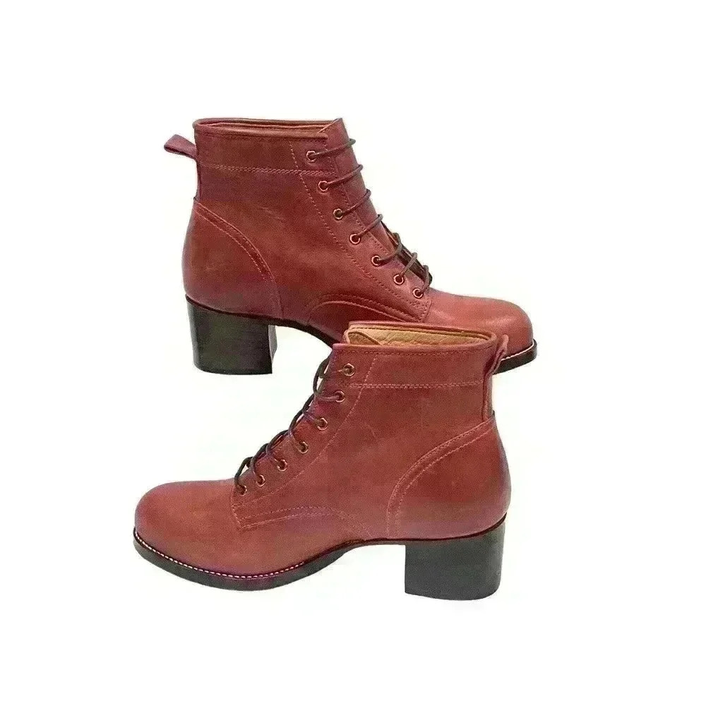 Adelante/Elena Women’s Burgundy/ Pomegranate Leather Lace Up Booties SZ 8B NWOB